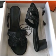 Hermes Heel 5cm Oasis Slipper Sandals Crystal 03
