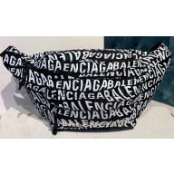 Balenciaga Wheel Logo Nylon Belt Pack Bag All Over Logo Black/White