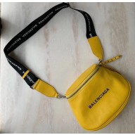 Balenciaga Logo Crossbody Bag with Canvas Strap Yellow