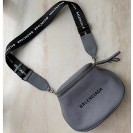 Balenciaga Logo Crossbody Bag with Canvas Strap Gray