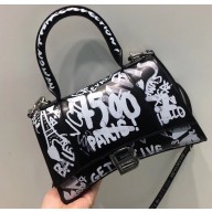 Balenciaga Hourglass Small Top Handle Bag Graffiti Black/White