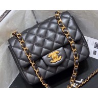 Chanel Original Quality Mini Classic Flap Bag 1115 in Sheepskin Black with Gold Hardware