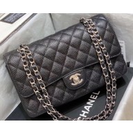 Chanel Original Quality Medium Classic Flap Bag 1112 in Caviar Leather Black with Silver Hardware