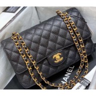 Chanel Original Quality Medium Classic Flap Bag 1112 in Caviar Leather Black with Gold Hardware