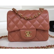 Chanel Lambskin Mini Classic Flap Bag A1115 Caramel