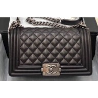Chanel Lambskin Boy Flap Medium Bag Black/Silver