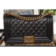 Chanel Lambskin Boy Flap Medium Bag Black/Gold