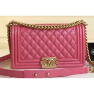 Chanel Caviar Leather Boy Flap Medium Bag Dark Pink