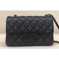 Chanel Lambskin Small Classic Flap Bag A1116 So Black