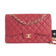 Chanel Caviar Leather Jumbo Classic Flap Bag A1113 Red