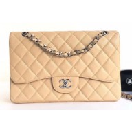Chanel Caviar Leather Jumbo Classic Flap Bag A1113 Beige