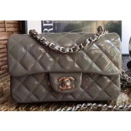 Chanel Patent Leather Small Classic Flap Bag A1116 Gray