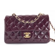 Chanel Patent Leather Small Classic Flap Bag A1116 Burgundy/Gold