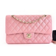 Chanel Pearl Caviar Calfskin Medium Classic Flap Bag A1112 Pink