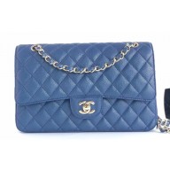 Chanel Pearl Caviar Calfskin Medium Classic Flap Bag A1112 Navy Blue