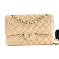 Chanel Pearl Caviar Calfskin Medium Classic Flap Bag A1112 Beige