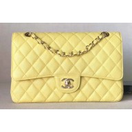 Chanel Pearl Caviar Calfskin Medium Classic Flap Bag A1112 Light Yellow