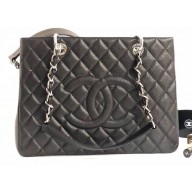 Chanel Caviar Leather GST Shopping Tote Bag A50995 Black/Silver