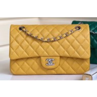 Chanel Pearl Caviar Calfskin Medium Classic Flap Bag A1112 Yellow