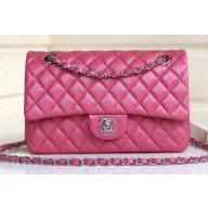 Chanel Pearl Caviar Calfskin Medium Classic Flap Bag A1112 Dark Pink