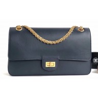 Chanel Calfskin Nude 2.55 Reissue Size 226 Bag Navy Blue