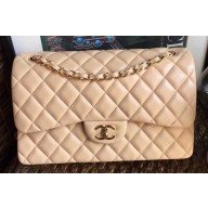 Chanel Lambskin Jumbo Classic Flap Bag A1113 Beige