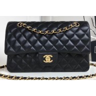 Chanel Lambskin Medium Classic Flap Bag A1112 Black