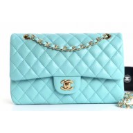 Chanel Lambskin Medium Classic Flap Bag A1112 Tiffany Blue