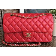 Chanel Lambskin Medium Classic Flap Bag A1112 Red