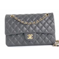 Chanel Lambskin Medium Classic Flap Bag A1112 Gray