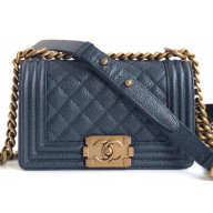 Chanel Caviar Leather Boy Flap Small Bag Navy Blue/Gold