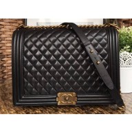 Chanel Lambskin Boy Flap Large Bag Black/Gold