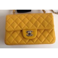 Chanel Caviar Leather Small Classic Flap Bag A1116 Yellow