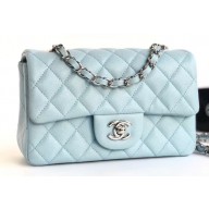 Chanel Caviar Leather Small Classic Flap Bag A1116 Baby Blue