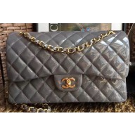 Chanel Patent Leather Jumbo Classic Flap Bag A1113 Gray
