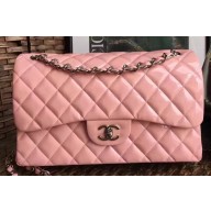 Chanel Patent Leather Jumbo Classic Flap Bag A1113 Pink