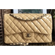 Chanel Patent Leather Jumbo Classic Flap Bag A1113 Beige
