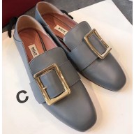 Bally Janelle Leather Flats Slippers Loafers Gray