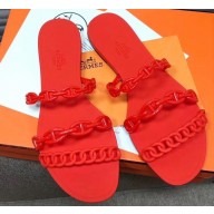 Hermes Chaine D'ancre Rivage Rubber Slipper Sandals Red