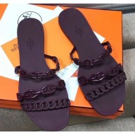 Hermes Chaine D'ancre Rivage Rubber Slipper Sandals Purple