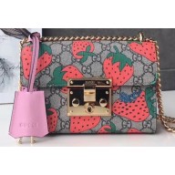 Gucci Padlock Small Shoulder Bag 409487 GG Strawberry