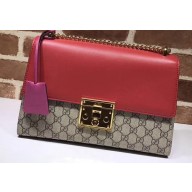 Gucci Padlock Medium Shoulder Bag 409486 GG Red/Fuchsia