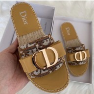 Dior Oblique CD Bow Canvas Espadrilles Slipper Sandals Brown 2020