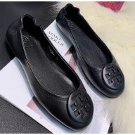 Tory Burch Minnie Travel Ballet Flats in Soft Napa Leather Black