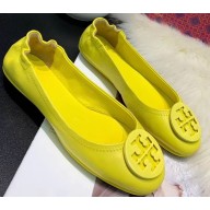 Tory Burch Minnie Travel Ballet Flats in Soft Napa Leather Lemon Yellow