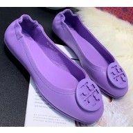 Tory Burch Minnie Travel Ballet Flats in Soft Napa Leather Violet