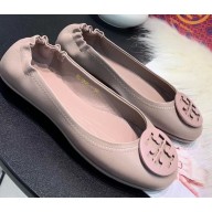 Tory Burch Minnie Travel Ballet Flats in Soft Napa Leather Taro