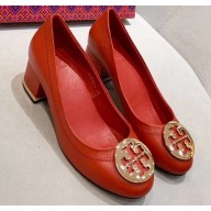 Tory Burch Heel 5cm Minnie Pumps Red/Gold