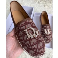 Dior Crystal Logo Oblique Canvas Espadrilles Burgundy 2020