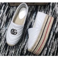 Gucci Leather Platform Espadrilles White With Double G 2020